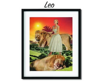 Leo Druck, Sternzeichen Plakat, Geburtstagsgeschenk, Astrologie Drucke, Löwe Kunst