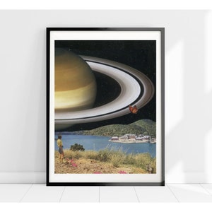 Saturn print. Sci fi art, Universe space poster image 1