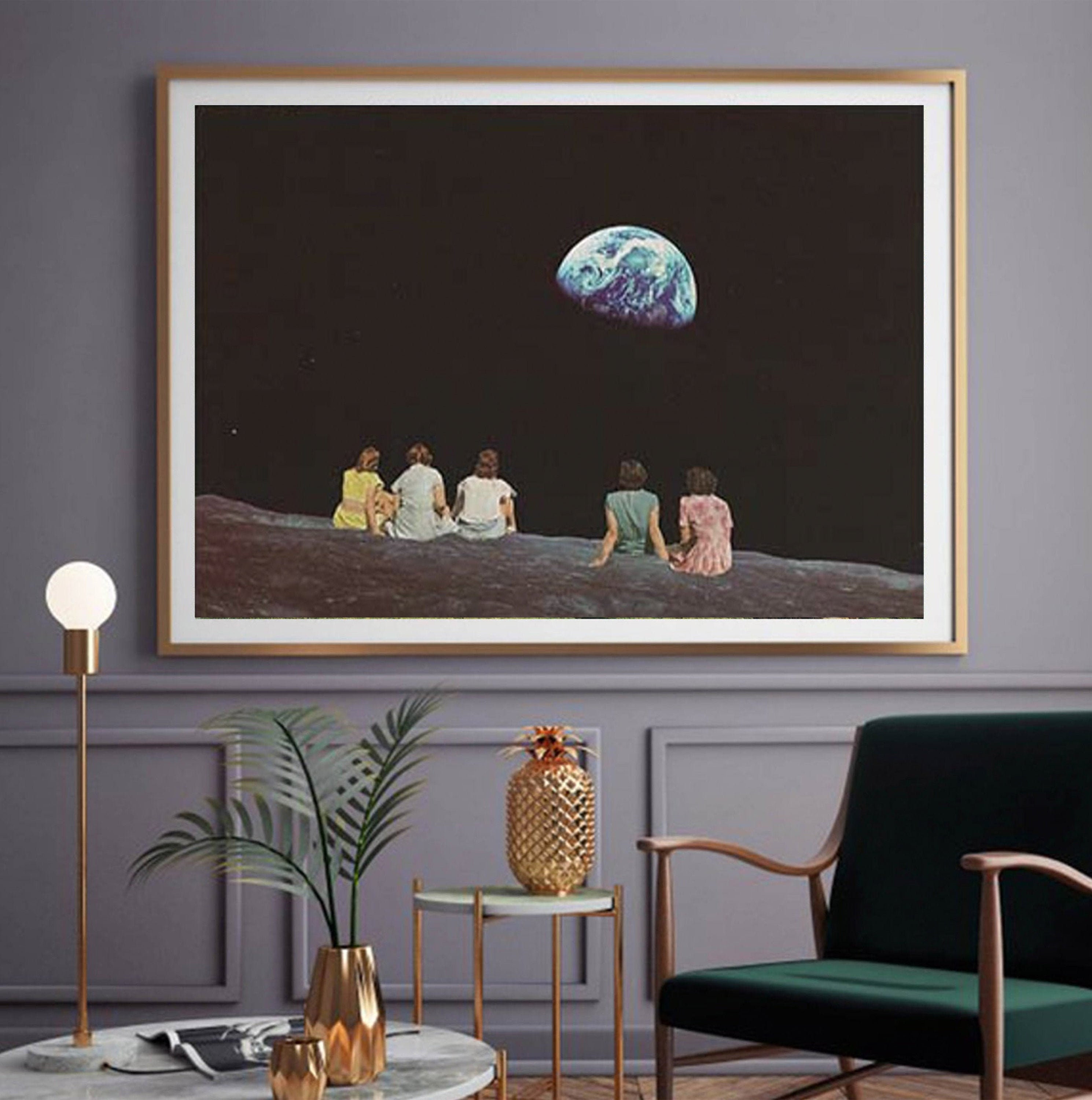 Extra Large Living Room Art Print - Large Space Print - Earth and Moon Art  - Etsy, image size:2979x3000