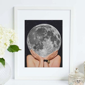 Moon art print - La Luna art poster - La Luna Print, Moon Poster, La Luna Wall Art, La Luna, Full Moon Print, Moon Art Print,