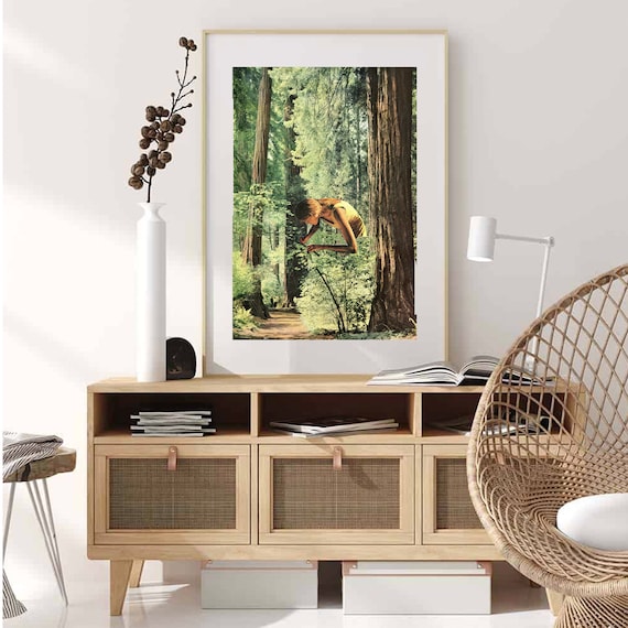 Large nature print, Trees art, Mother nature poster, Green prints, Woods