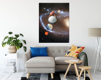 Space large canvas, Canvas art, Extra large print, Universe art, Statement art, Living room wall decor, Poster