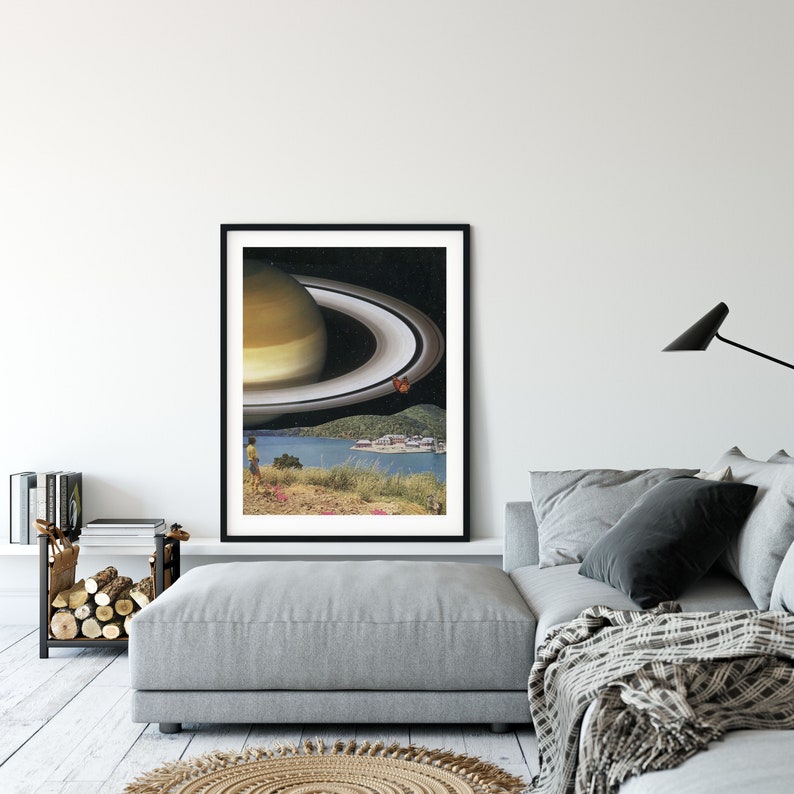 Saturn print. Sci fi art, Universe space poster image 3