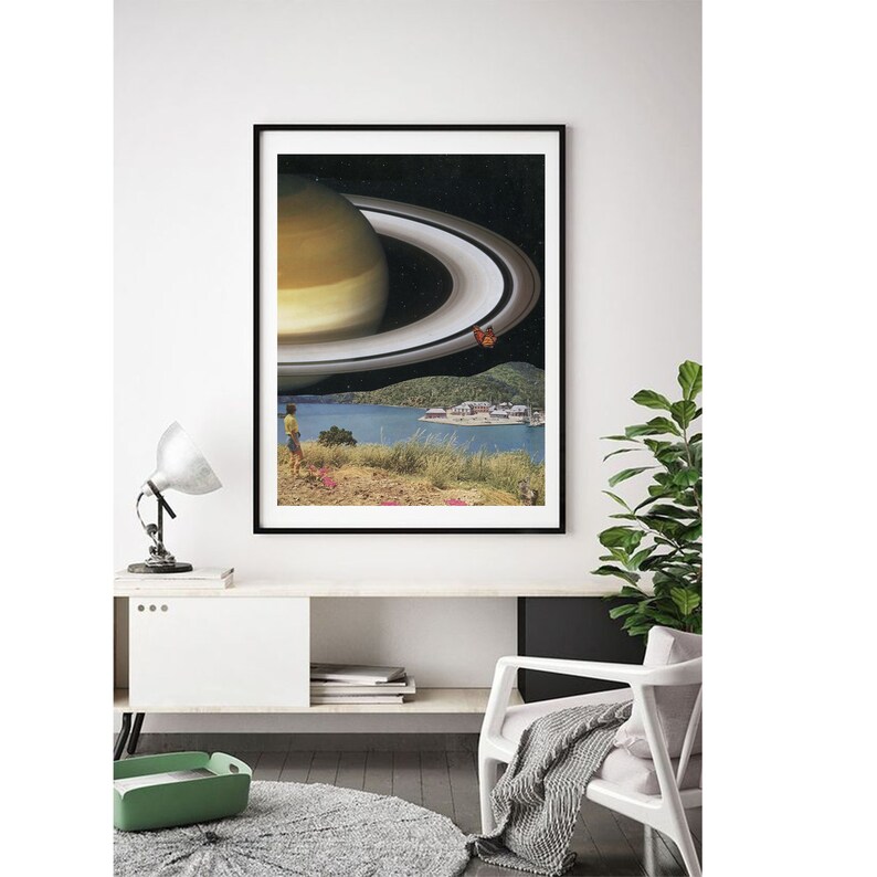 Saturn print. Sci fi art, Universe space poster image 4