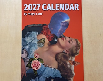 2027 Art Calendar, Illustrated Monthly Wall Decor, A4 Size, Hanging Gift
