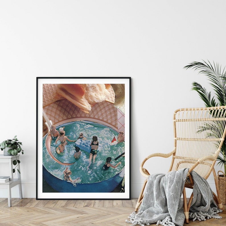 Large food art print, Large kitchen poster, Extra large art, Swimming pool poster, Huge art image 1