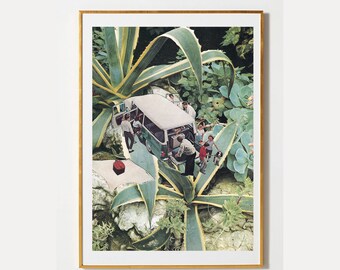 Succulent Print, Camping art, Large green poster, Nature art, Living room art