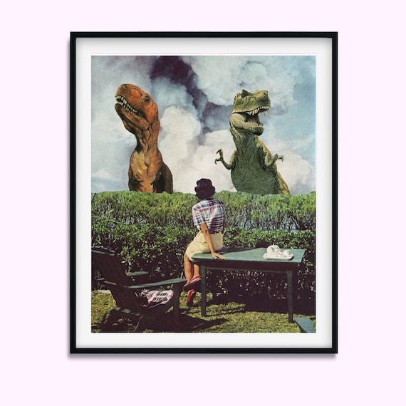 Dinosaur Print, Dinosaurs, Dino poster, Vintage inspired, Retro, Dinosaur lover gift, Wall art decor