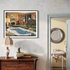 Swimming Pool Poster, Unique Modern Art, Interior Design, Tropical ...