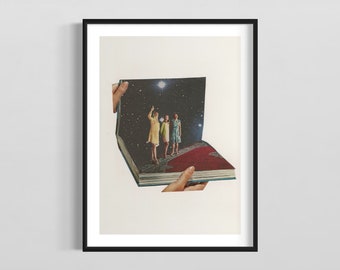 Livre d'art mural, impression de lecture, cadeau pour les lecteurs, impression de livre, cadeau pour amoureux des livres, décoration d'impression d'art mural, art de l'illustration de livres