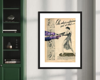 Female power art, Feminist print, Universe art, Mixed media print