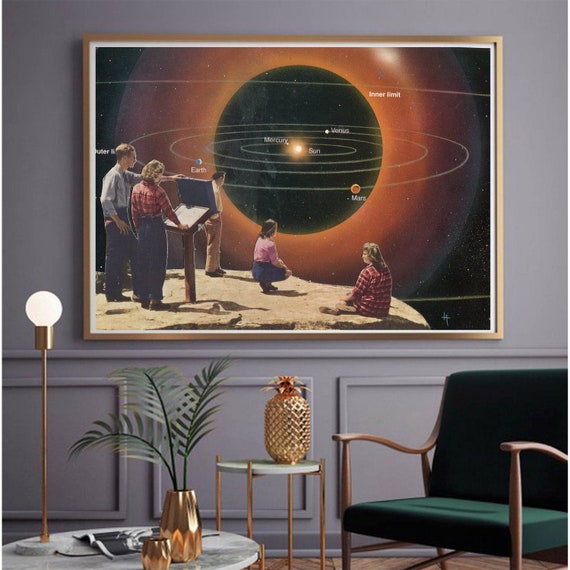 You Are Here Galaxy Solar System Poster - Retro Space Earth Location Wall Art Print 20x30 Inches