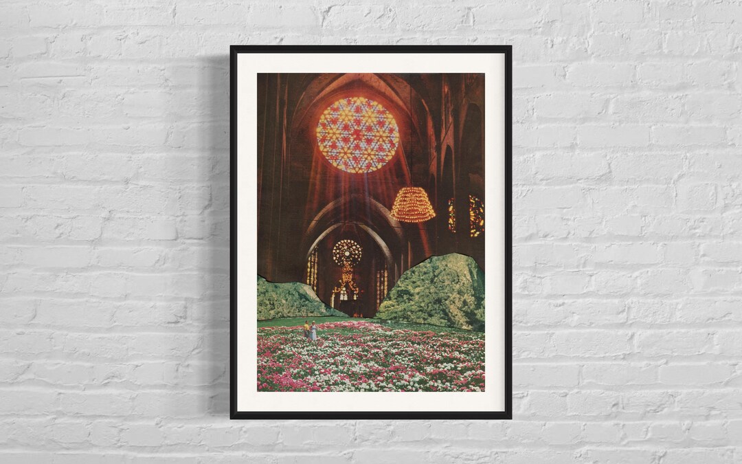 Couple Art Print, Stain Glass Church Art, Collage Art Poster - Etsy