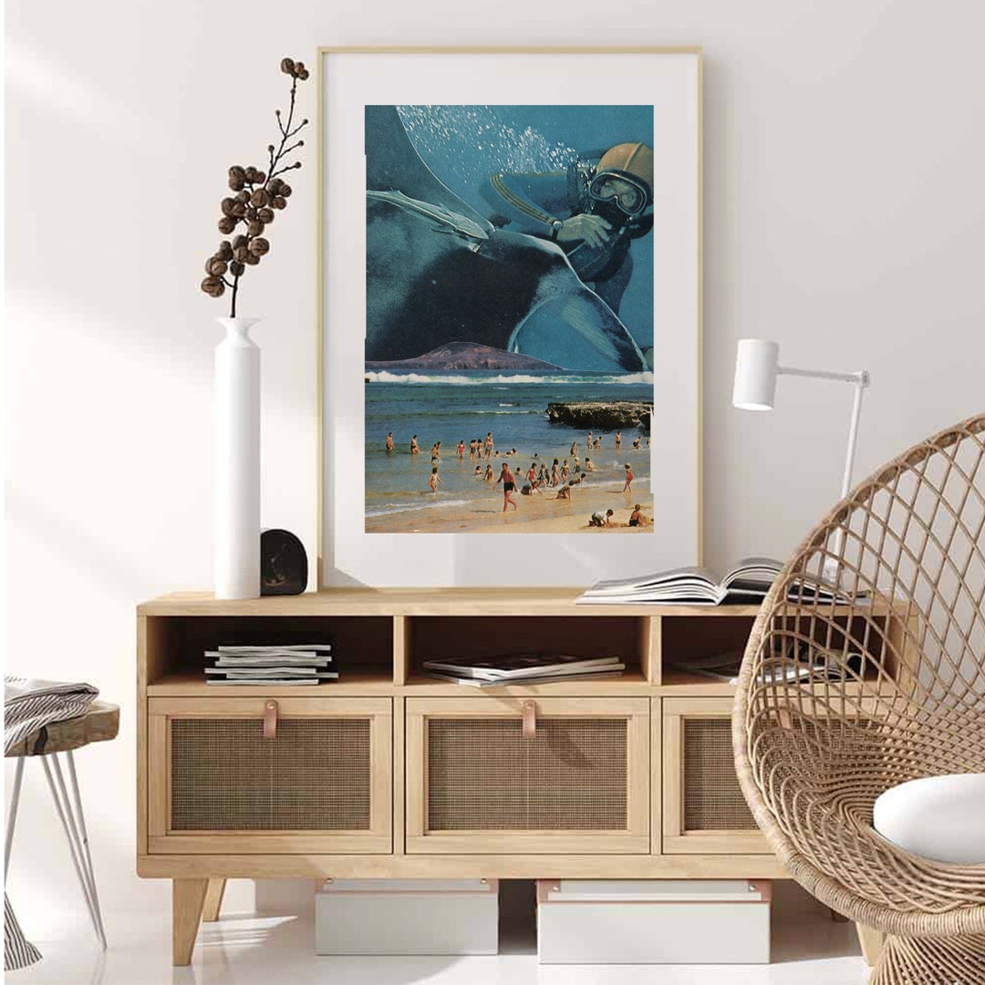 Large Art Print Beach Poster Blue Wall Decor Living Room Etsy