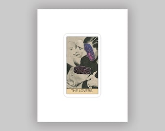 Impressão artística da carta de tarô dos amantes, arte de tarô