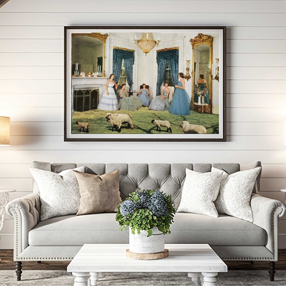 Wall art prints, large art, retro print, mid century vibe, animal prints, sheep print, vintage art, vintage decor, A4 prints, A3 prints