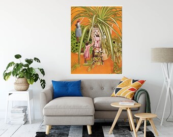 Plant canvas art, Plants art illustration, Large wall art, Canvas prints, Living room, Plant lover gift