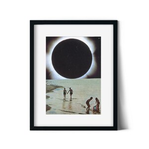Impression d'éclipse solaire, petite affiche de mer et de plage, impression de 7 x 5 pouces