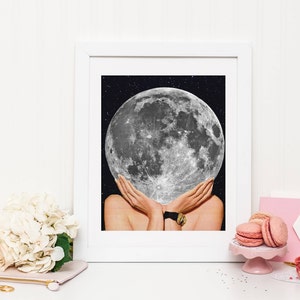 Moon art print La Luna art poster La Luna Print, Moon Poster, La Luna Wall Art, La Luna, Full Moon Print, Moon Art Print, image 2