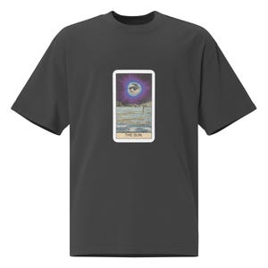Camiseta de la carta del tarot del sol, unisex, de algodón, descolorida y extragrande.