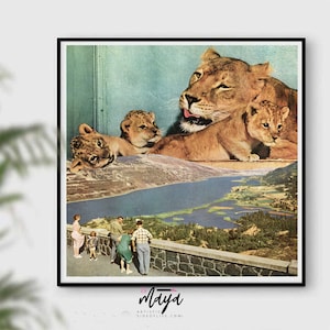Lion print, Lion Wall Art, Safari African Animal, Lion Photo, Retro prints Modern Wall Art, Nursery Decor, Printable Art