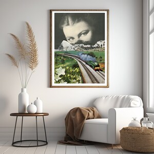 Steam Trains Print,  locomotive Train collage,  Home Decor Wall Art, railway transport Illustration