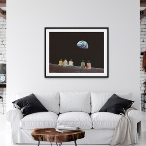 Extra large living room art print - Large space print - Earth and Moon art image 4