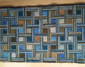 Basketweave Geometric hooked rug