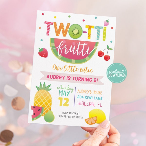 Twotti Frutti Invitation Twotti Fruitti Birthday Invitation Fruity Invitation