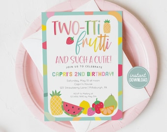 Twotti Frutti Invitation Twotti Fruitti Birthday Invitation Fruity Invitation