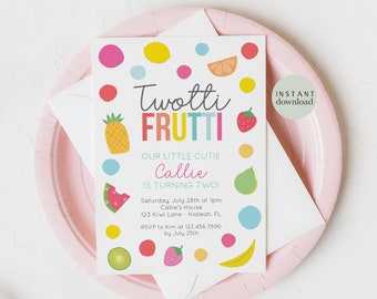 Twotti Frutti Invitation Twotti Fruitti Birthday Invitation Fruity Invitation