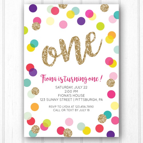 Polka Dot Birthday Invitation Girl Rainbow Printable - Etsy