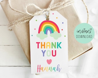 Rainbow Favor Tags Birthday Party Thank You Tags