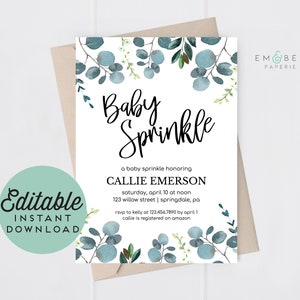 Baby Sprinkle Invitation Girl - Editable Invitation Template