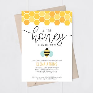 Bee Baby Shower Invitation Mommy to Bee Invitation A Little Honey Is On The Way Printable Invite image 1