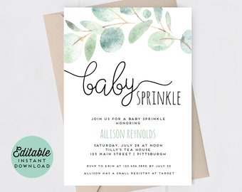 Baby Sprinkle Invitation Printable Floral Baby Sprinkle Invite Baby Shower Editable Templett