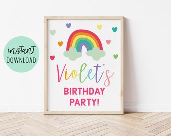 Rainbow Party Sign Birthday Party Sign 8x10