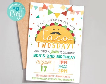 Taco Twosday Invitation Taco Twosday Birthday Taco Two-sday Instant Download Corjl