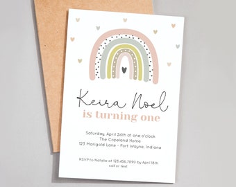 Rainbow Birthday Invitation Girl Invite Templett