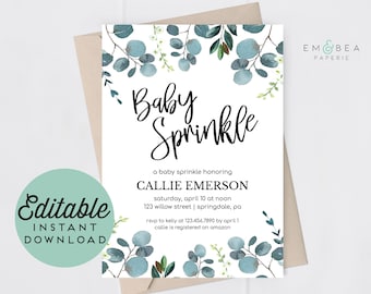Baby Sprinkle Invitation Girl - Editable Invitation Template