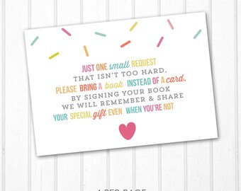 Bring a Book Instead of a Card Books for Baby Bring a Book Baby Shower Insert Printable Instant Download
