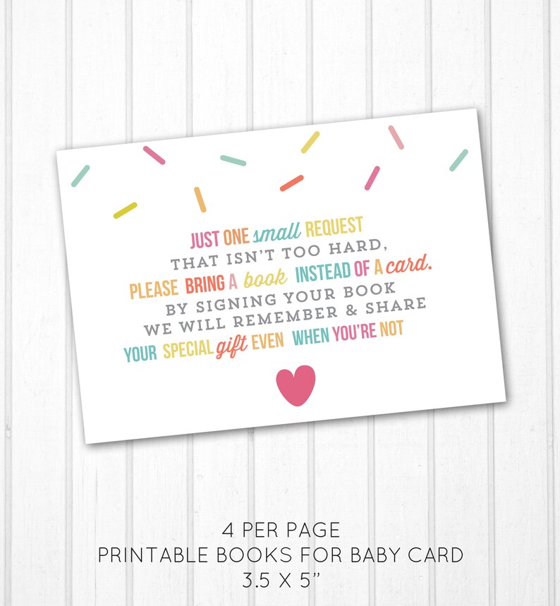 Bring a Book Instead of a Card Books for Baby Bring a Book Baby Shower Insert Printable Instant Download image 1