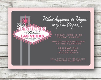 Vegas Bachelorette Invitation - Las Vegas Bachelorette Invite - vegas bachelorette party - Printable
