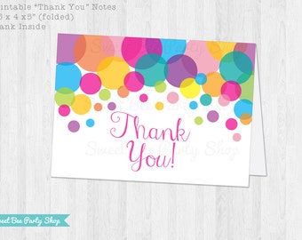 Polka Dot Thank You Card - Printable File - Instant Download - DIY
