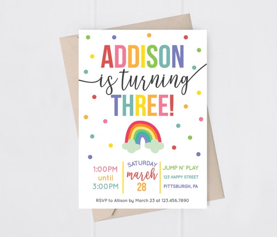 Rainbow Birthday Invitation Rainbow Invitation Rainbow Party Invite Colorful Birthday Printable Invitation Il_570xn