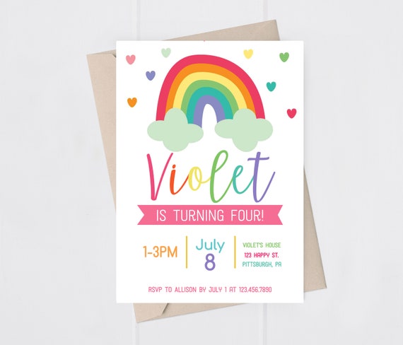 Rainbow Birthday Invitation Rainbow Invitation Rainbow Party Invite Colorful Birthday Printable Invitation Il_570xn