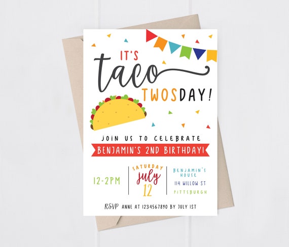 Taco Twosday Invitation Taco Twos-day Birthday Invitation Taco Birthday Invitation Il_570xn