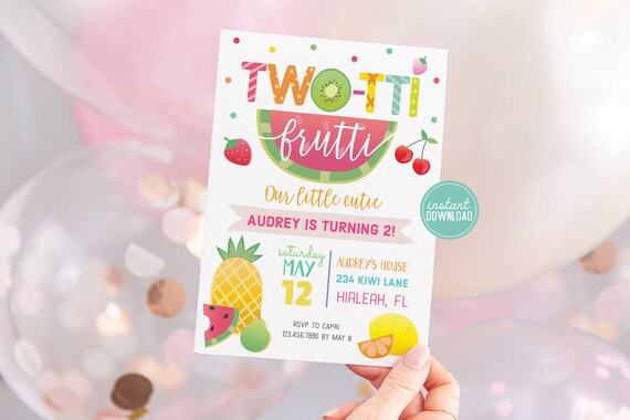 Twotti Frutti Invitation Twotti Fruitti Birthday Invitation Fruity Invitation Il_570xn