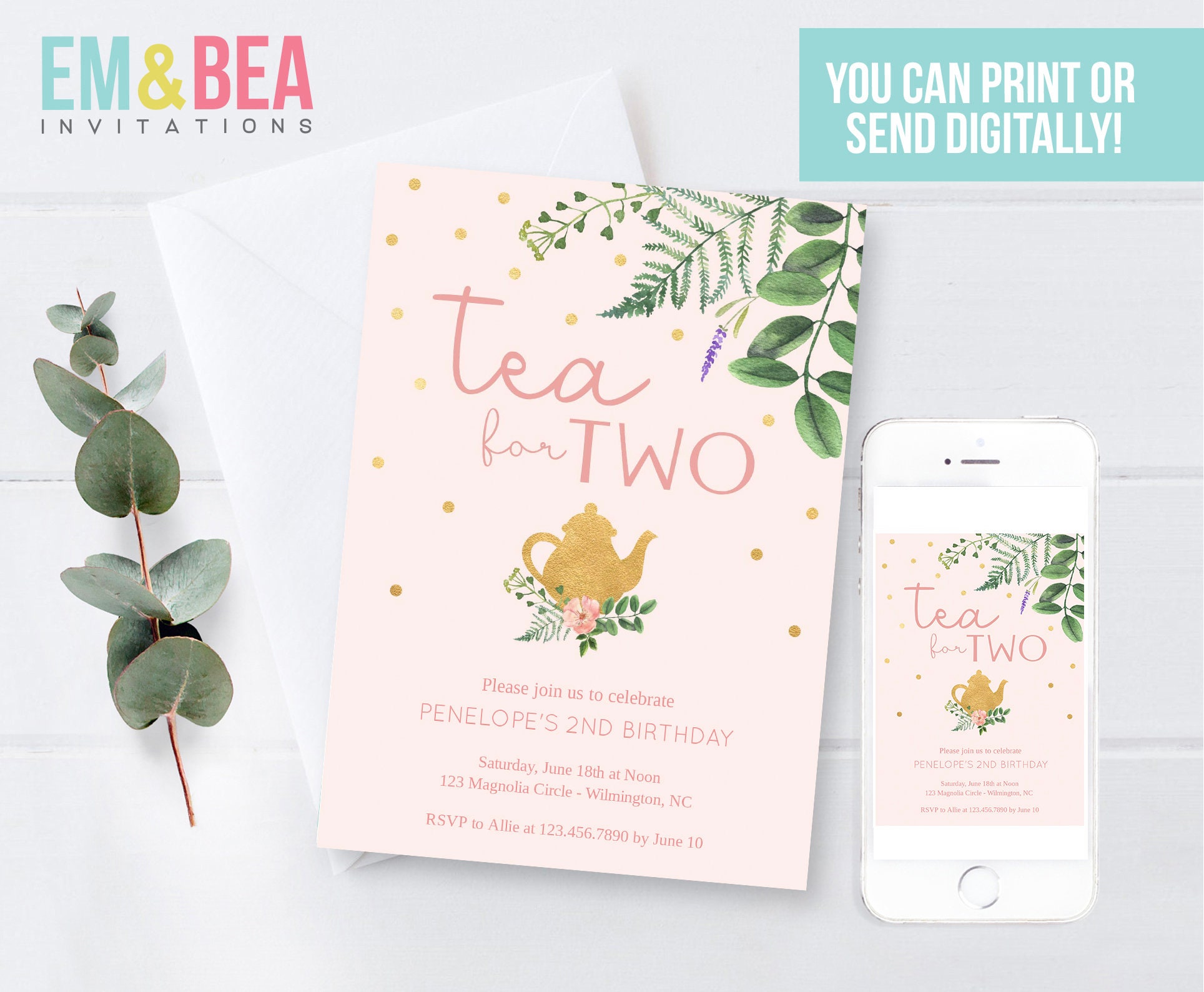 Tea for Two Invitation Tea for Two Party Invitation Tea for Etsy