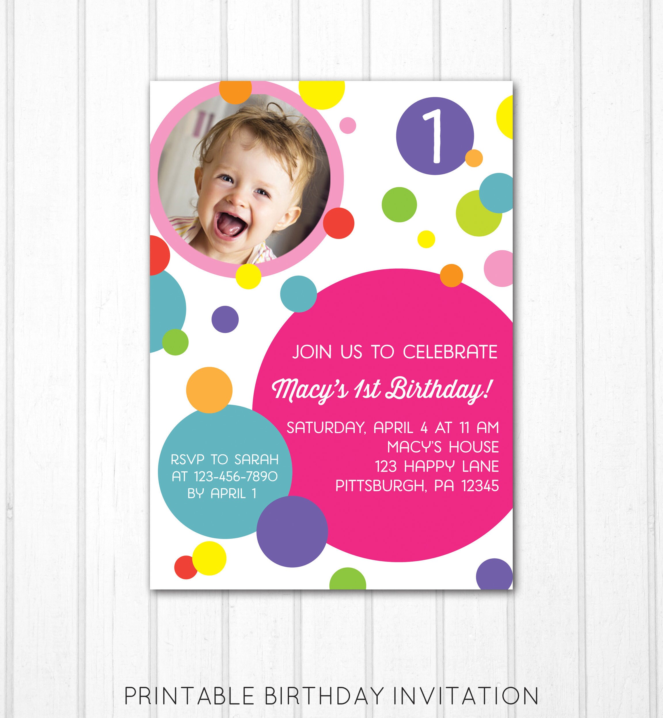 Polka Dot Invitation Polka Dot Birthday Invitation | Etsy